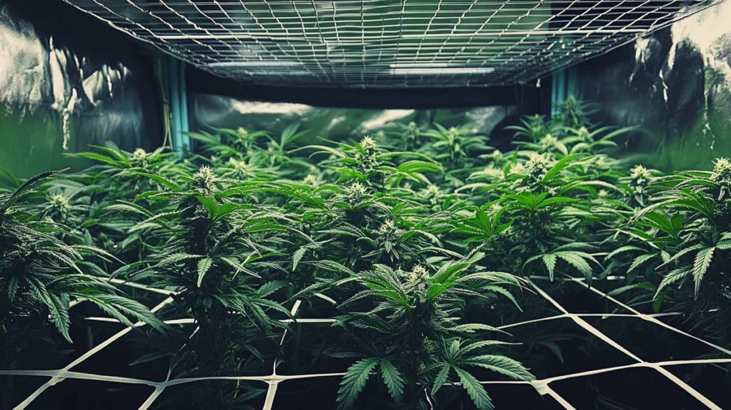 scrog-methode-cannabis-anbau-tipps-bluete-netz-growbox